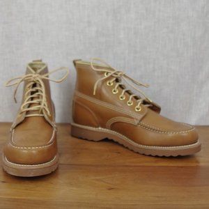 Men's Vintage Light Brown Leather Ankle Work Boots Size 9.5